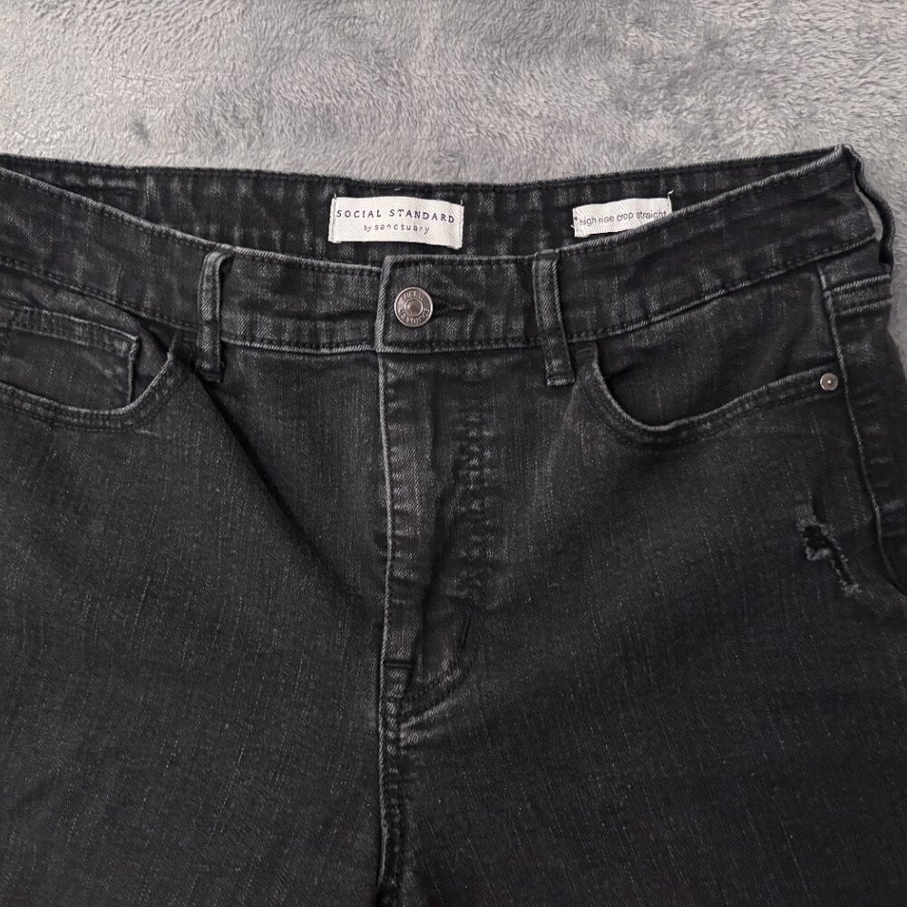 Social Standard Jeans Women’s Size 10 High Rise Crop Straight Black Denim - Picture 5 of 13